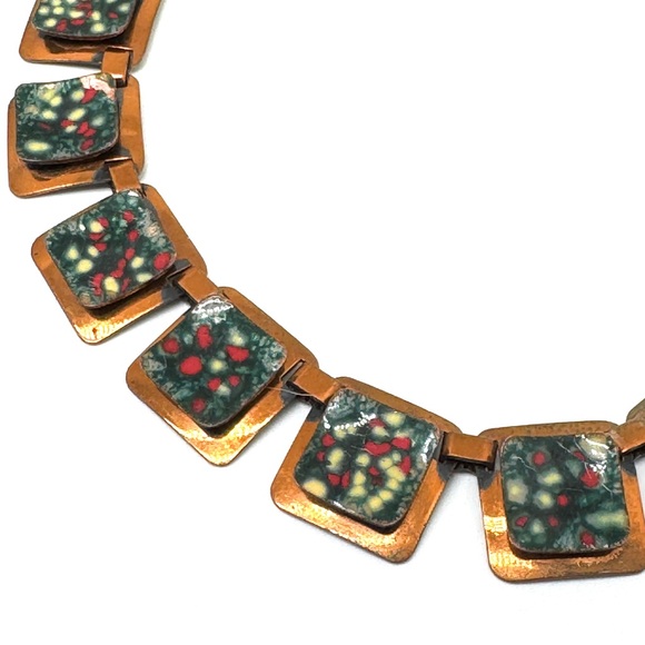 Matisse Renoir Copper and Enamel Square Link Necklace - Picture 5 of 16